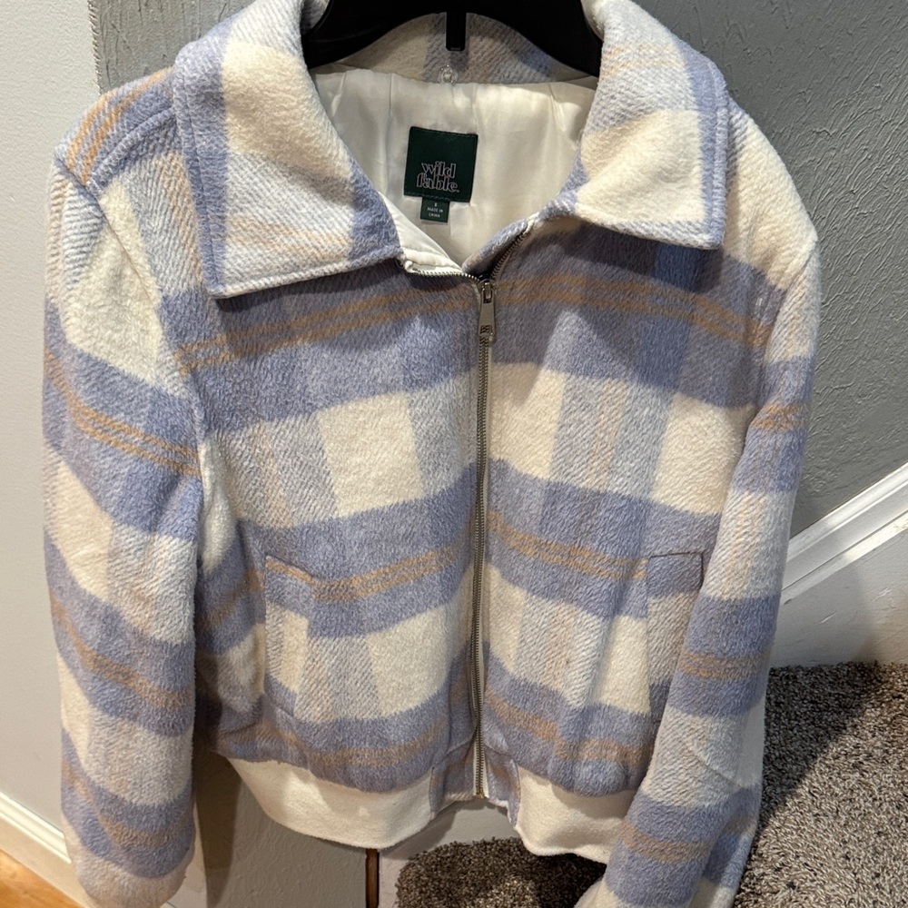Wild Fable Blue and Cream Checkered Jacket